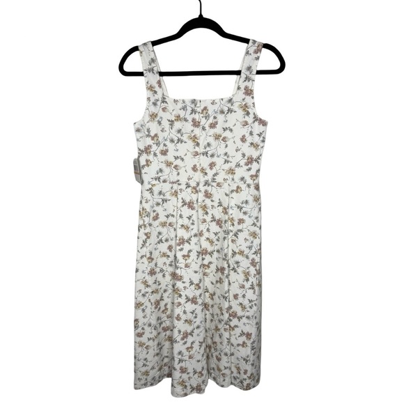 CeCe Cottagecore Midi Dress Off White Soft Floral Print NWT Women’s Size 2 - Picture 4 of 11